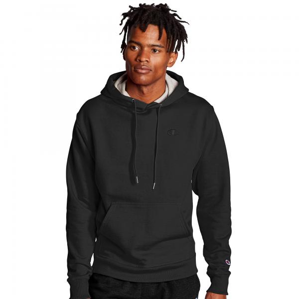 CHAMPION Men Powerblend Fleece Pullover Hoodie Black