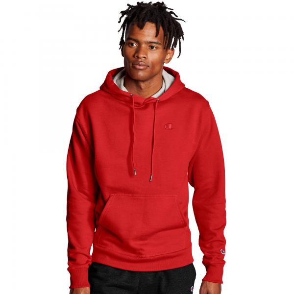 CHAMPION Men Powerblend Fleece Pullover Hoodie Red