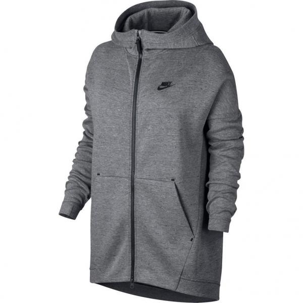 NIKE Women W Tech Fleece Full-Zip Hoodie Heather Grey/Black