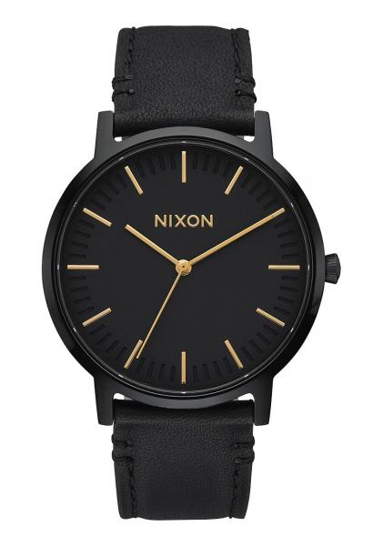 NIXON - Accessories - Porter Leather Watch - Black/Gold