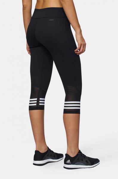 adidas Ladies' 3-Stripe High Rise Waistband 3/4 Capri Legging Tight Pants ( Black, X-Large) - Walmart.com