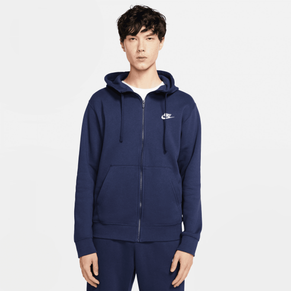 Nike - Men - Club Full-Zip Hoodie - Midnight Navy/White