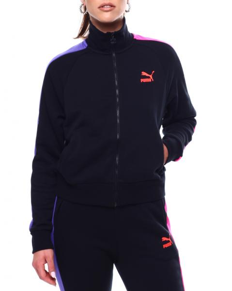 PUMA Women T7 Track Jacket Black/Pink/Purple - Main Image