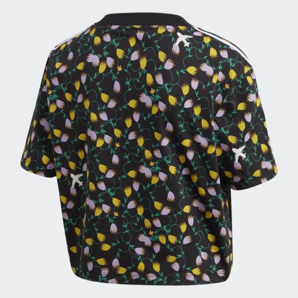 adidas Women Cropped AOP Tee Black Multi