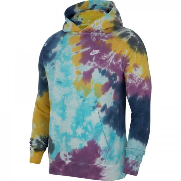 Nike Men Tie Dye Pullover Hoodie Blue/Purple/Yellow