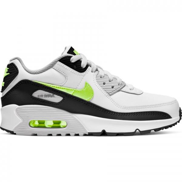 Nike Boy GS Air Max 90 LTR White/Hot Lime/Black/Neutral Grey