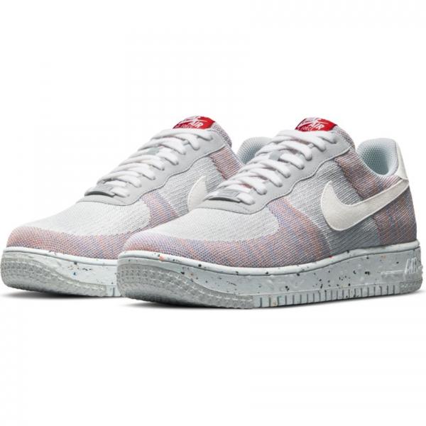 Nike - Men - Air Force 1 Crater Flyknit - Wolf Grey/White/Pure Platinum/Gym Red