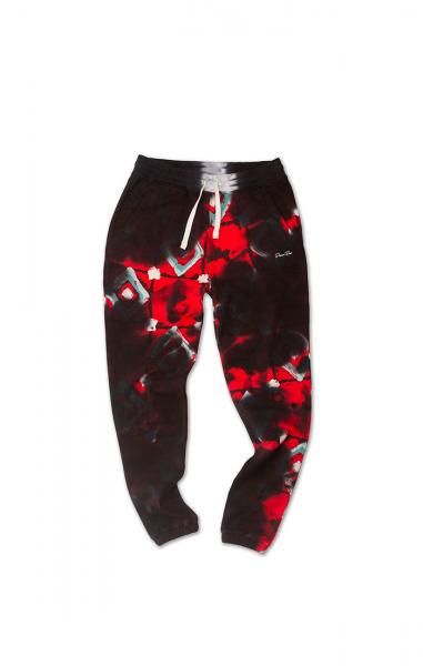 Black and red tie dye sweatpants sales
