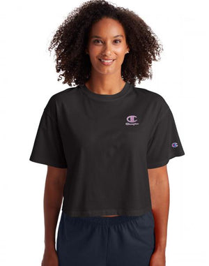 CHAMPION - Women - The Cropped Graphic Tee - Black/Pink