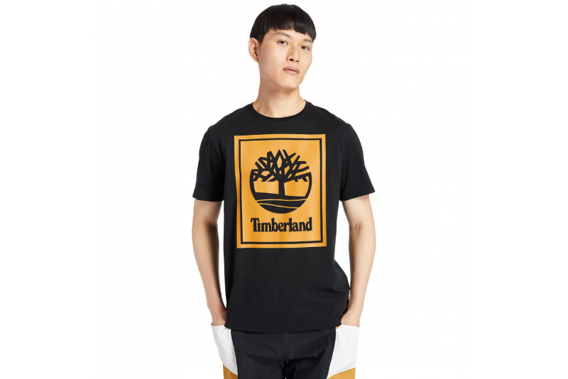 Timberland Men Stack Logo Tee Black Wheat Nohble