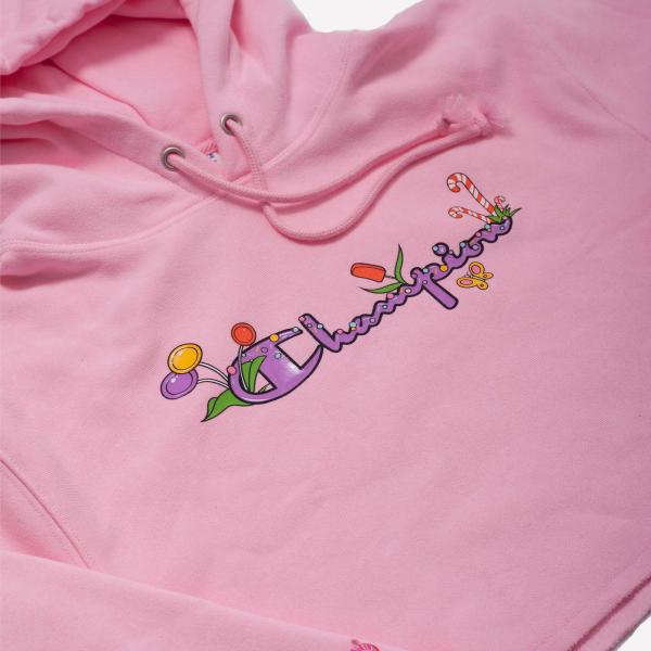 CHAMPION - Women - Candyland Cropped RW Pullover Hoodie - Pink