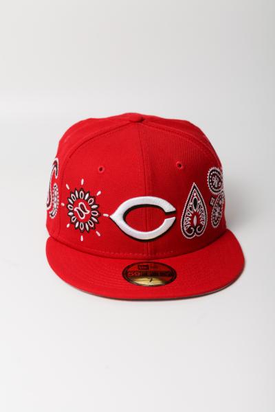 Cincinnati Reds C-PJs FLOCKING PINWHEEL Red-White Fitted Hat