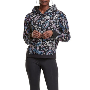 CHAMPION Women Campus French Terry Hoodie Black Paisley Multi