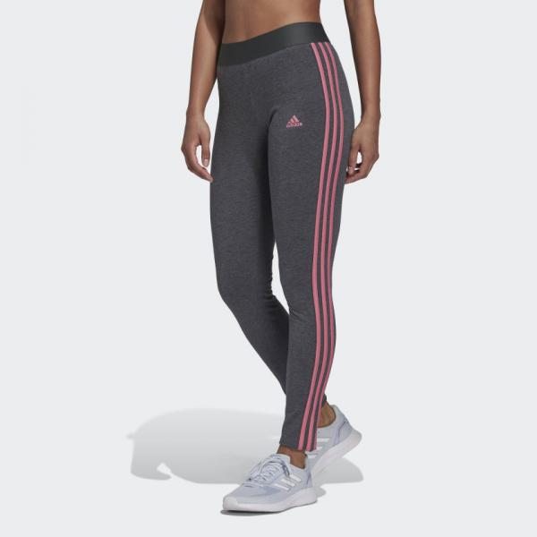 Adidas Women's Essentials Linear Tights / Leggings - Dark Grey  Heather/Power Berry
