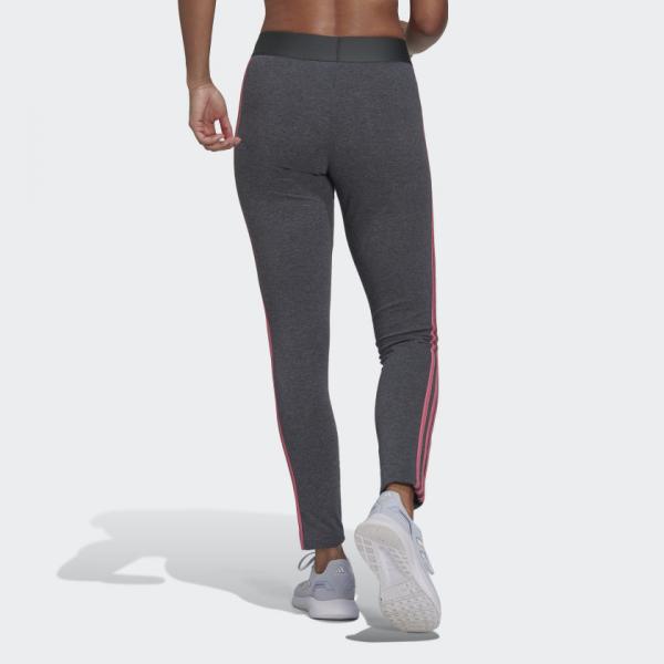 Adidas Women's Essentials Linear Tights / Leggings - Medium Grey  Heather/Core Pink