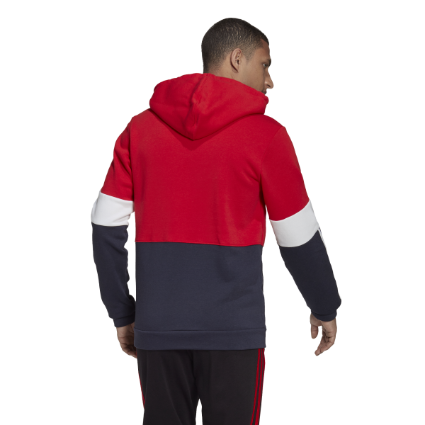adidas Men Essentials Colorblock Hoodie Scarlet White