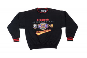 Vintage Men Reebok Crewneck Black Multi Color Nohble