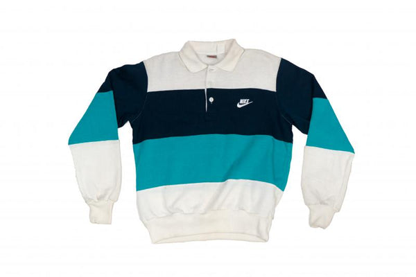Vintage - Men - Nike Striped Polo - White/Blue/Black