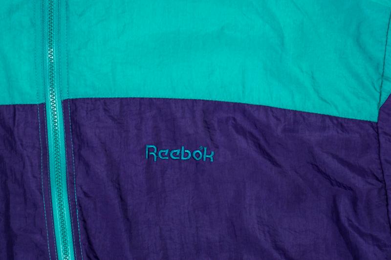 Vintage REEBOK Watercolor Windbreaker Jacket Medium Neon Colors Blue Pink  Purple