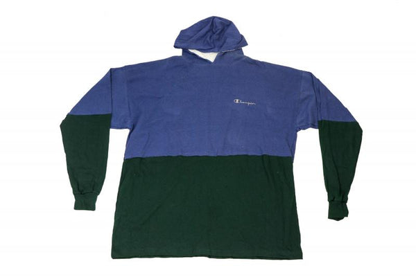 Vintage - Men - Champion Colorblock Pullover Hoodie - Blue/Green