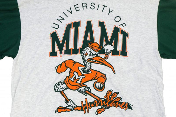 Vintage - Men - Game University of Miami Hooded Tee - White/Grey/Orange/Green