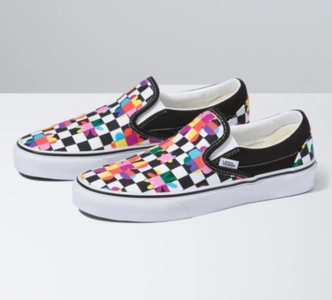 Glitter checkerboard slip on vans Clearance
