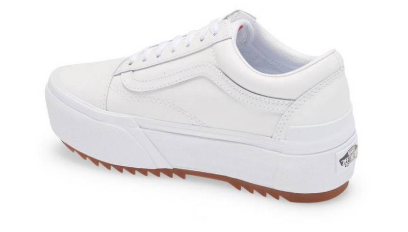 Vans old skool stacked leather white platform shoes Clearance