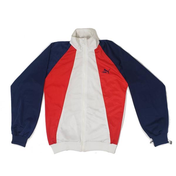 Vintage Men Puma Track Jacket White Blue Red Nohble
