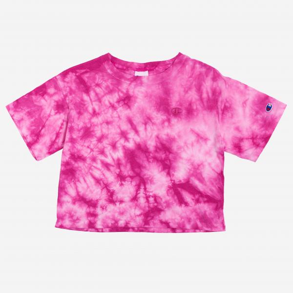 CHAMPION Women Crush Dye Cropped Tee Red Nohble