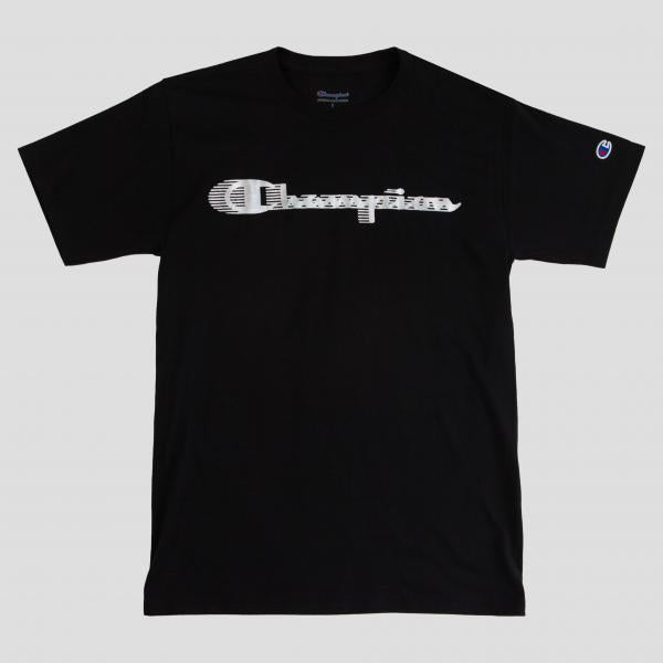 CHAMPION - Men - Irridescent Logo Tee - Black