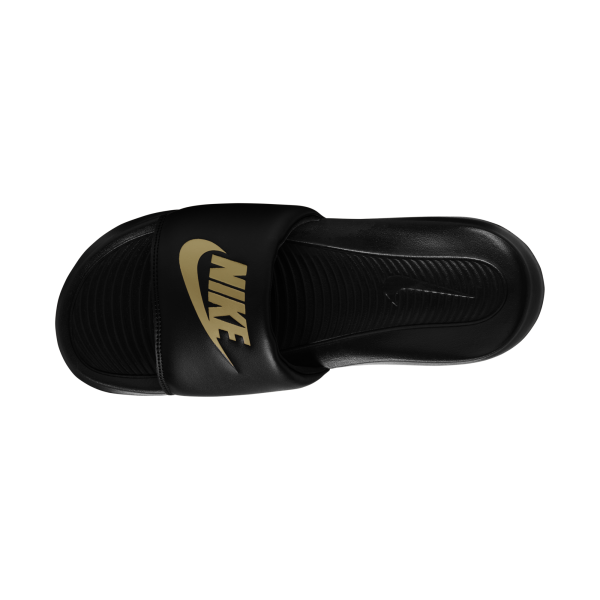 Black and gold 2024 nike slides mens
