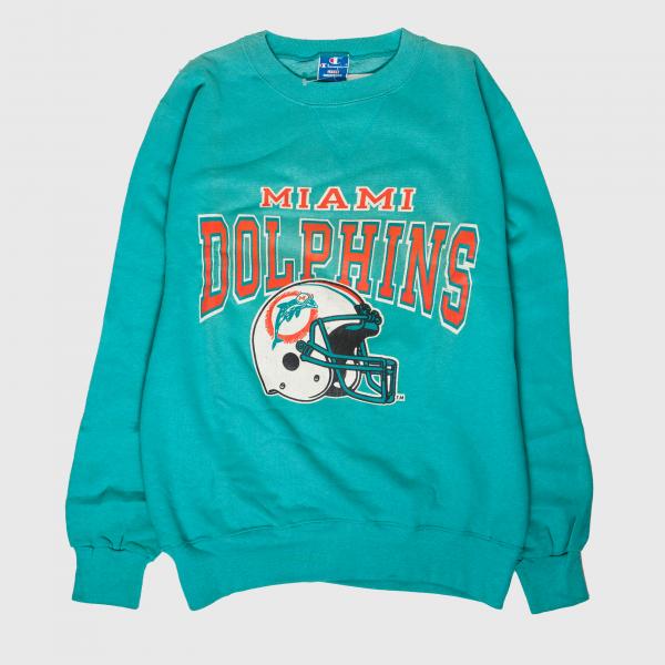 Vintage Men Champion Miami Dolphins Crewneck Teal