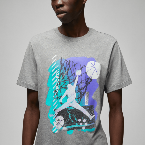 Jordan Men GFX Crew 1 Tee Carbon Heather White Nohble