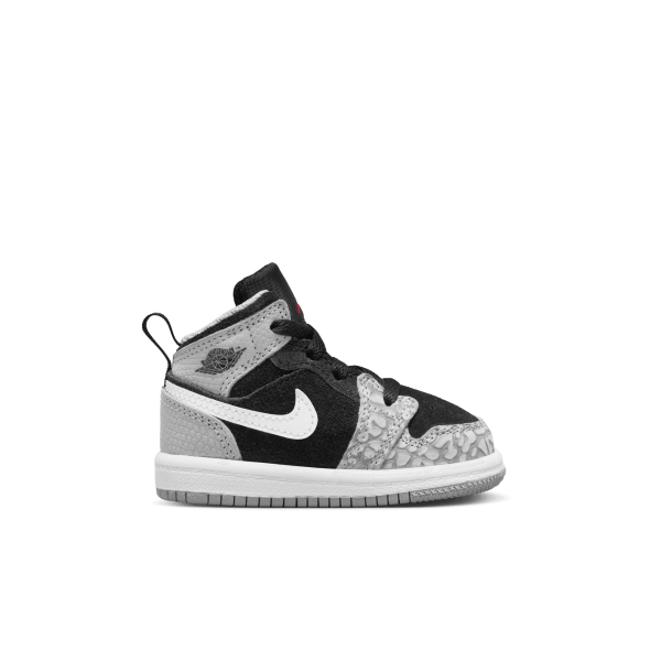 Jordan - Boy - TD Air Jordan 1 Mid SE - Black/University Red/Grey