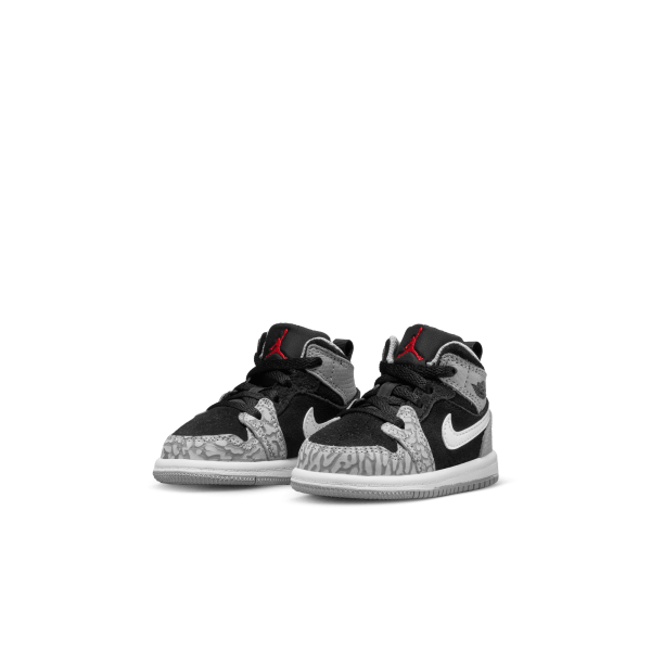 Jordan - Boy - TD Air Jordan 1 Mid SE - Black/University Red/Grey