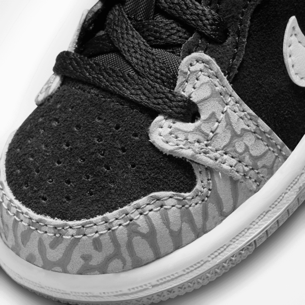 Jordan - Boy - TD Air Jordan 1 Mid SE - Black/University Red/Grey
