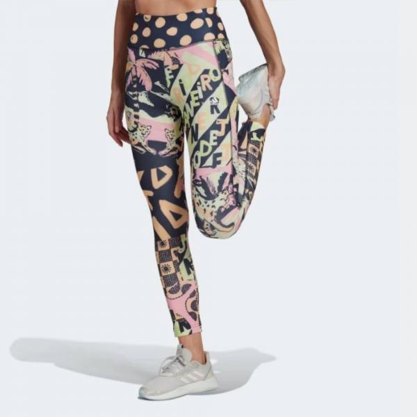 Adidas Women's Plus Size Floral Graphic Tights H49930 Black