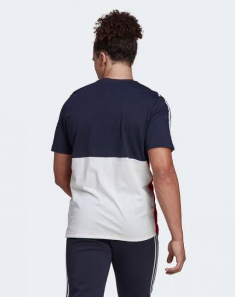 adidas - Men - Essentials Colorblock Tee - Legend Ink/Scarlet/White - Nohble | Sport-T-Shirts