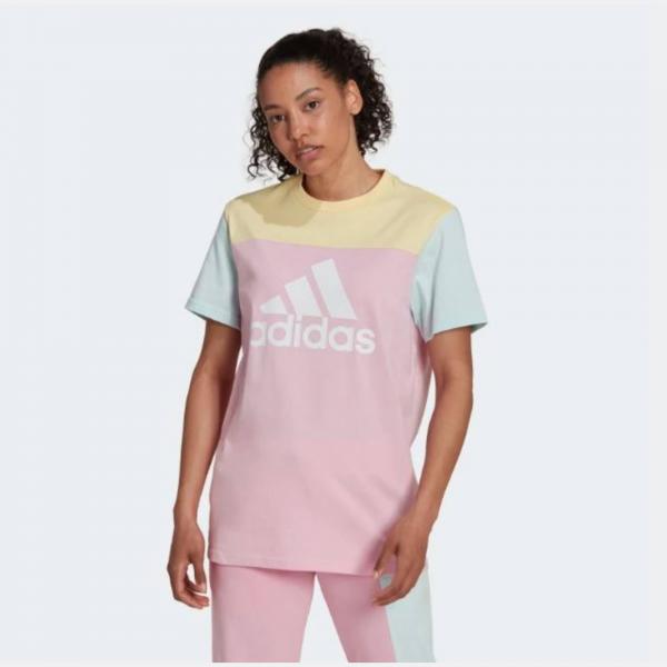 adidas - Women - Essentials Color Block Logo Tee - Pink/Blue/Yellow