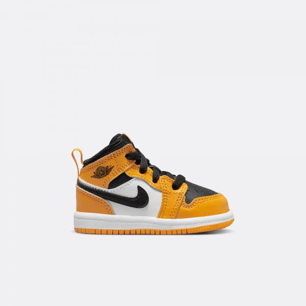 Jordan Boy TD Air Jordan 1 Mid Taxi Black White Nohble
