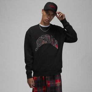 Jordan - Men - Essentials Plaid Fleece Crew - Black/Rattan