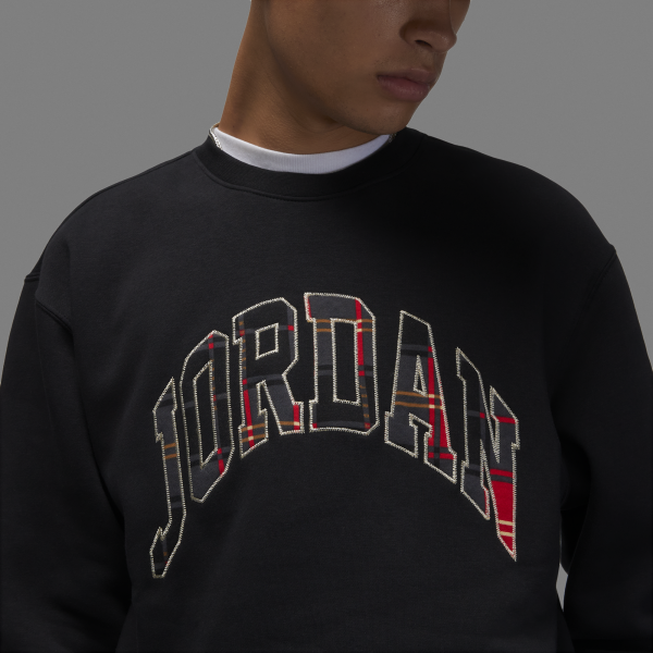 Jordan - Men - Essentials Plaid Fleece Crew - Black/Rattan
