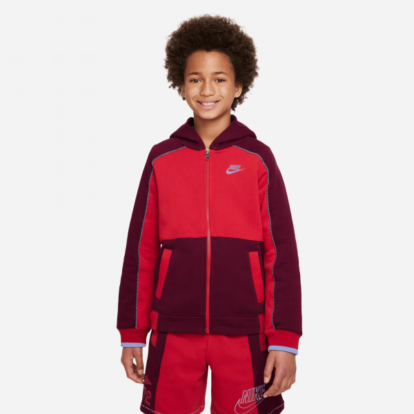 Nike Boy Amplify Full Zip Hoodie Dark Beetroot Gym Red Nohble