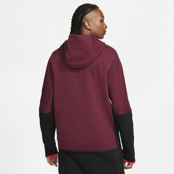 Nike Men Tech Fleece Full Zip Hoodie Beetroot Black Phantom