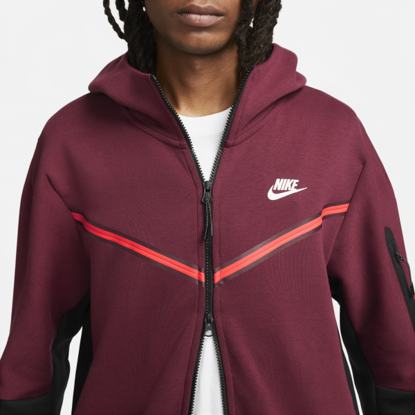 Nike Men Tech Fleece Full Zip Hoodie Beetroot Black Phantom