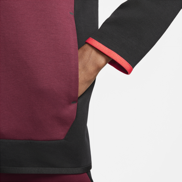 Nike Men Tech Fleece Full Zip Hoodie Beetroot Black Phantom