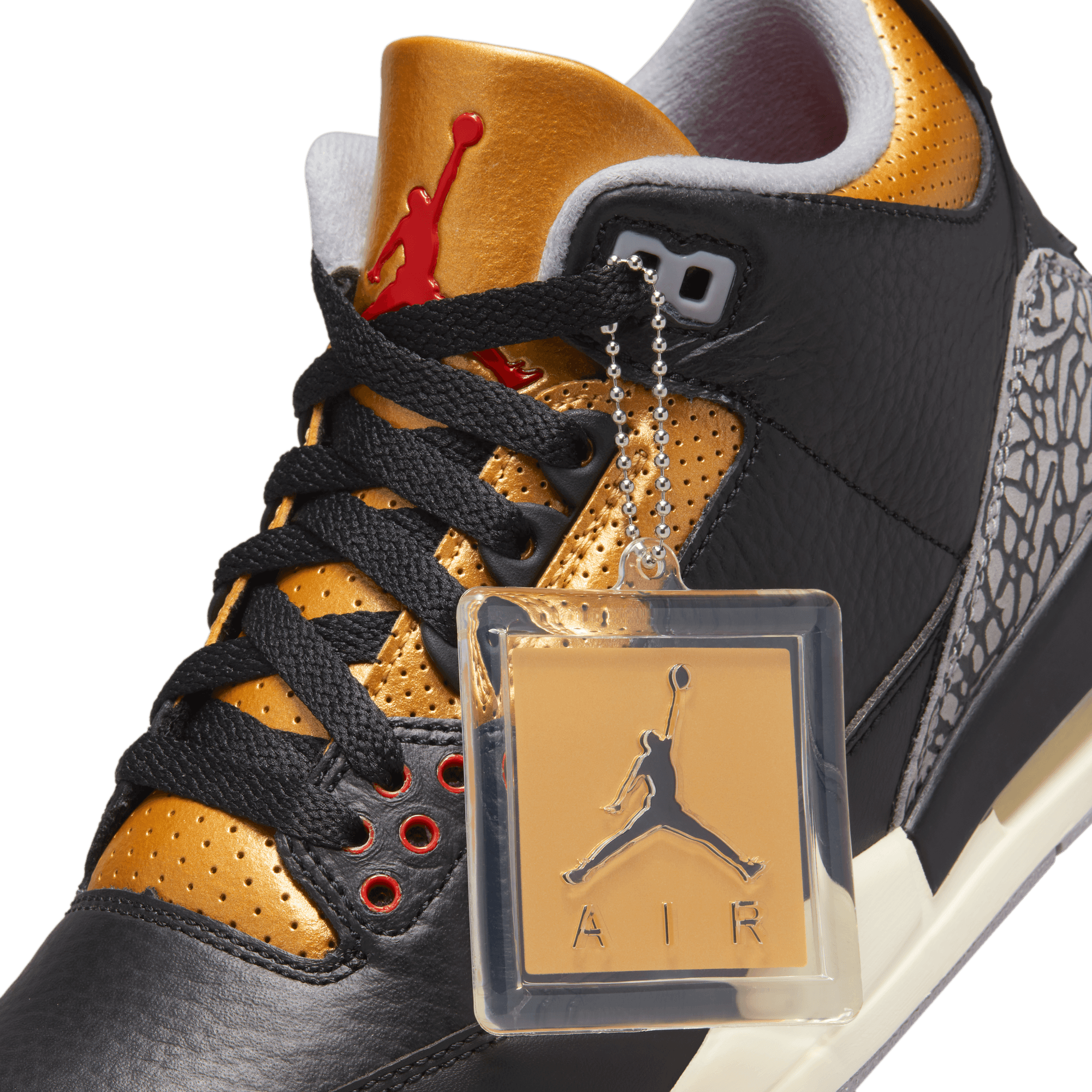 Jordan Women Retro 3 Black Red Gold Grey Nohble