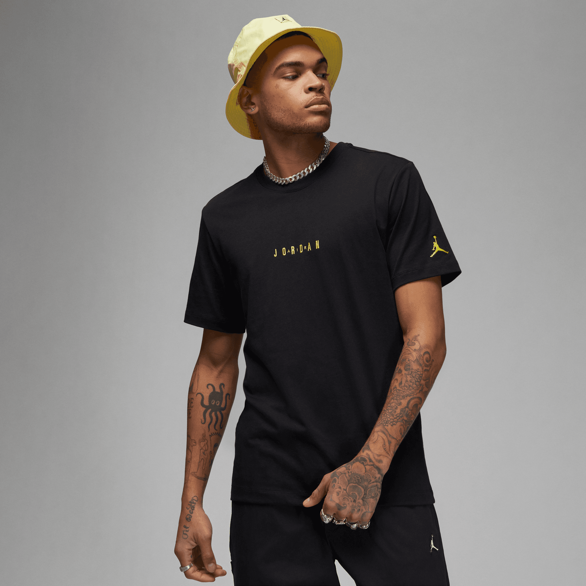 Jordan - Men - Embroidered Air Tee - Black/Tour Yellow - Nohble