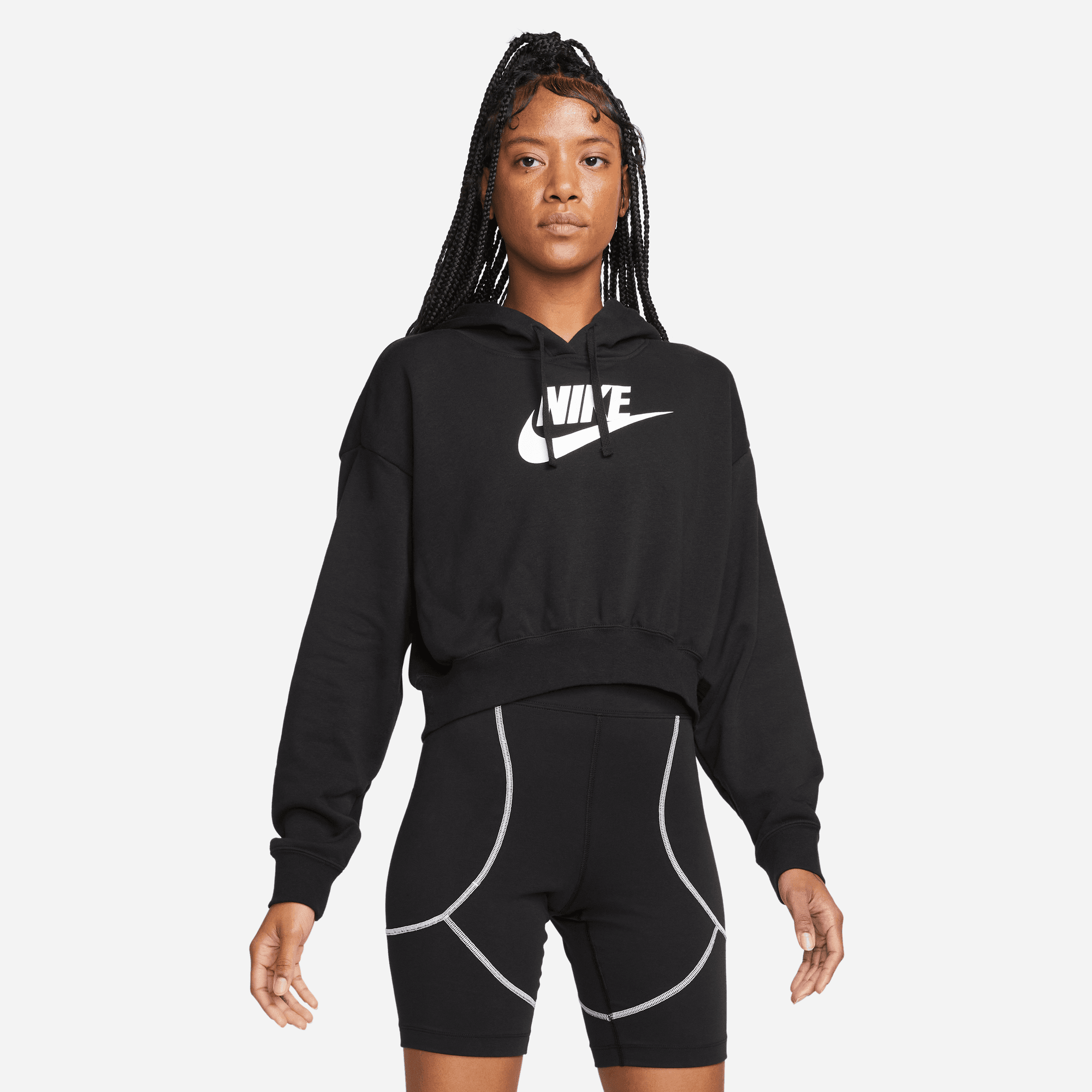 mean machine age 別注CROPPED FZ HOODIE フリー Nike - Womens - Club Futura Crop Hoodie - Black/White – Nohble
