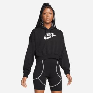 Nike - Womens - Club Futura Crop Hoodie - Black/White